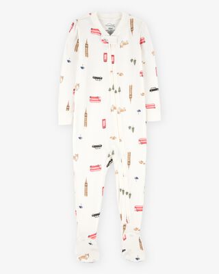 Product image 1 of Baby London Print PurelySoft Footie 1-Piece Pajamas - Ivory