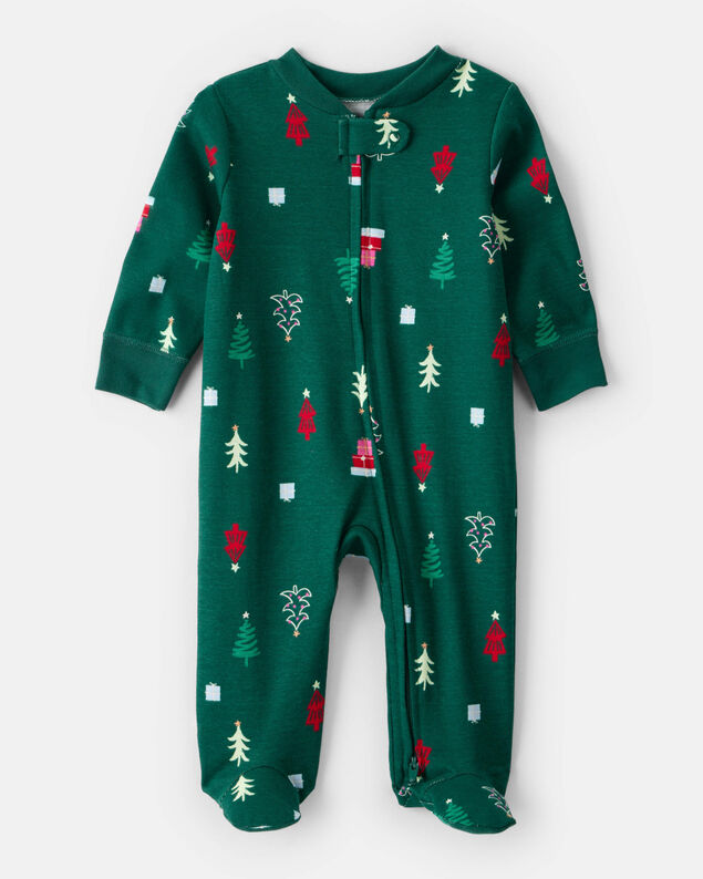 Product image 1 of Baby Green Trees 100% Cotton Long-Sleeve Sleep & Play Pajamas - Green