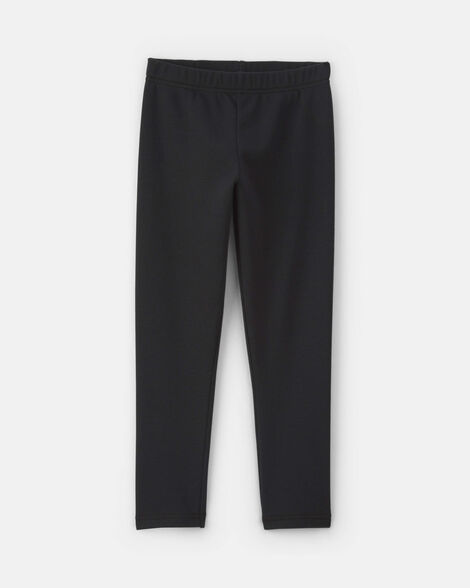 girls fleece pull-on stretch leggings - black