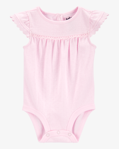 Baby Pointelle Short-Sleeve Bodysuit - Pink