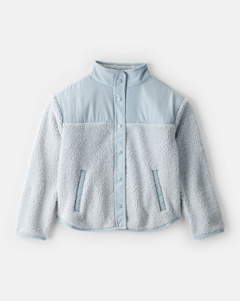 girls long-sleeve sherpa jacket - blue