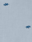 Blue - Toddler Long-Sleeve Dinosaur Print Chambray Button-Down Shirt - Blue, Selected