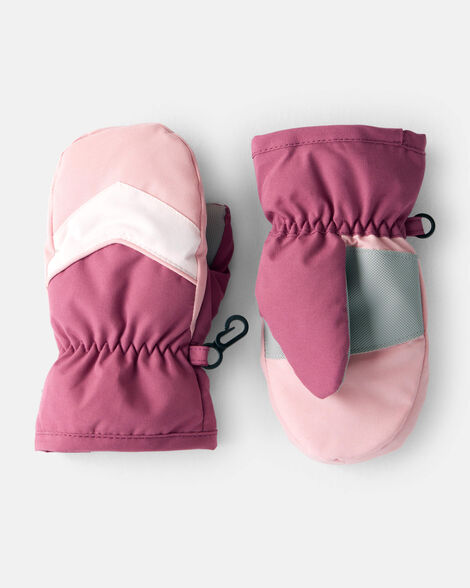 toddler girl ski mitten - pink/burgundy