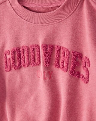 Product image 2 of Kid Oversized "Good Vibes" Sweatshirt - Pink