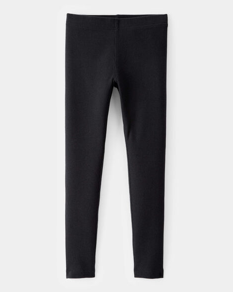 Product image 1 of Kid Solid Cotton Ribbed Stretch Leggings - Black