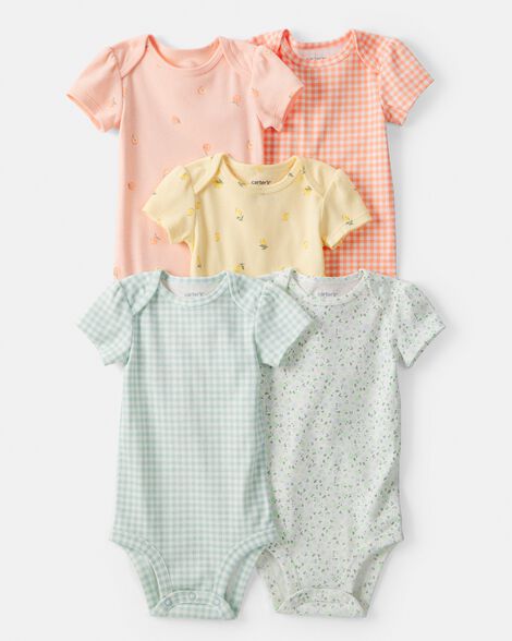 baby girl 5-pack fruit multipack bodysuits - orange/green/yellow