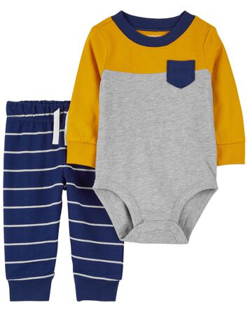 Baby 2-Piece Colorblock Bodysuit Pant Set