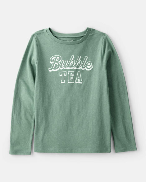 girls bubble tea long-sleeve graphic tee - green