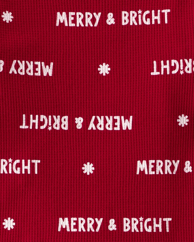 Product image 2 of Toddler Merry & Bright Christmas Cotton Long-Sleeve Snug FIt 2-Piece Pajamas - Red
