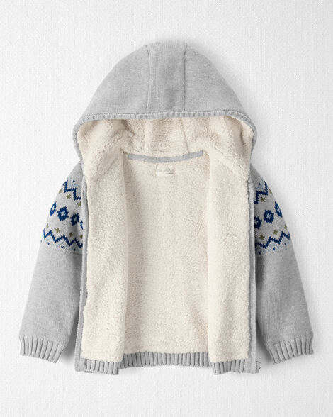Toddler Boy Organic Cotton Fair Isle Sweater Knit Jacket 