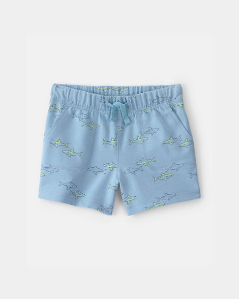 toddler boy shark french terry shorts - blue