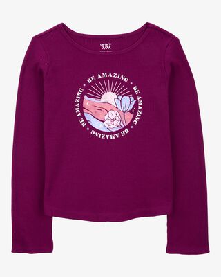 Product image 1 of Kid Waffle Knit Long-Sleeve Tee - Burgundy