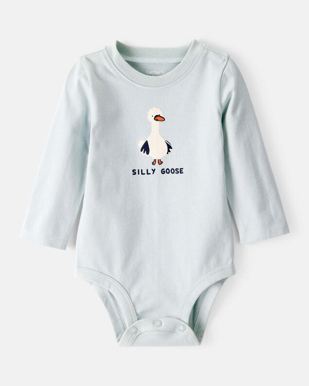 Product image 1 of Baby Silly Goose Cotton Long-Sleeve Graphic Bodysuit - Blue
