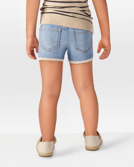 Product image 3 of Toddler Eyelet Hem Iconic Denim Short - Daytona Wash