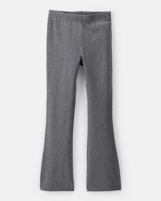 Kid Solid Cotton Flare Stretch Leggings - Black