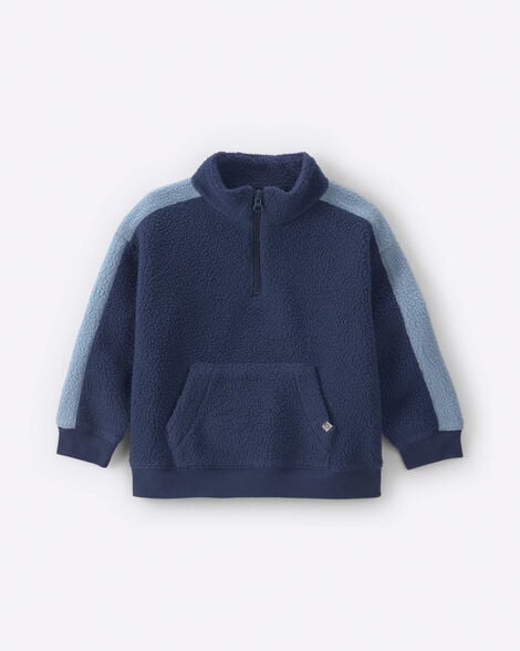 Toddler Boy Floral Fleece Pullover - Navy Blue