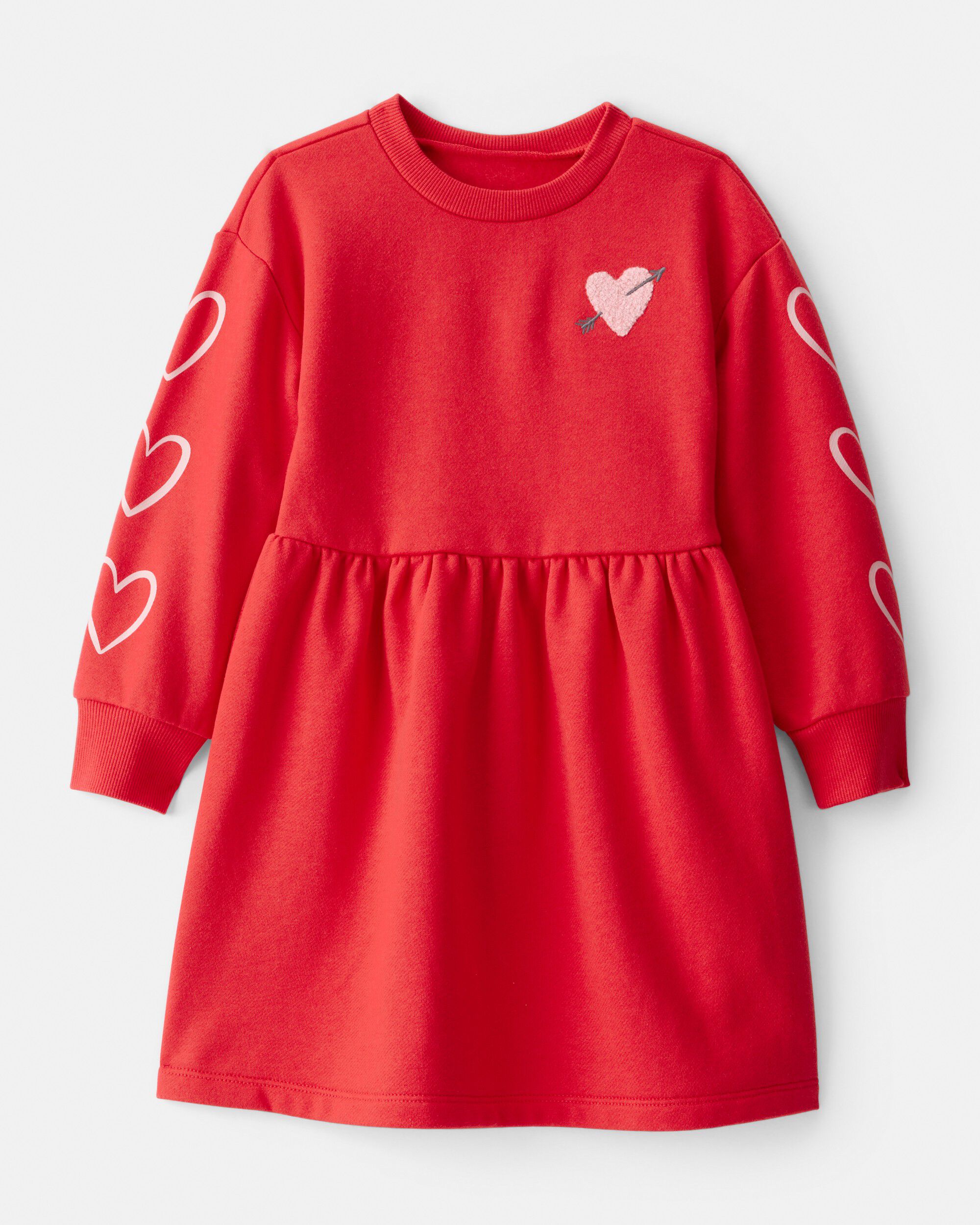 Toddler Girl DayDream Fleece Heart Long-Sleeve Dress - Red