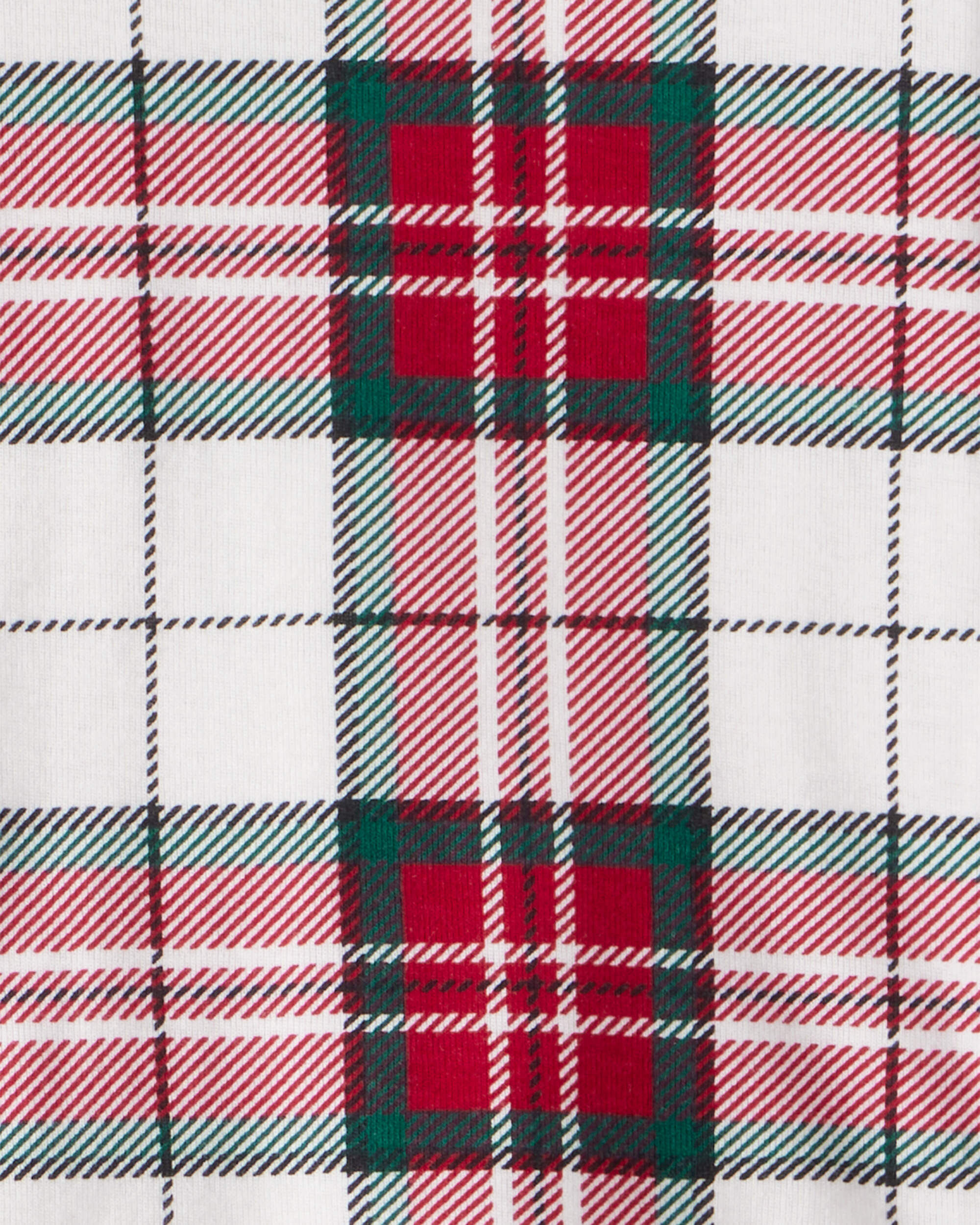 Toddler Plaid Print 100% Cotton Long-Sleeve Snug Fit 2-Piece Pajamas - Red/Green