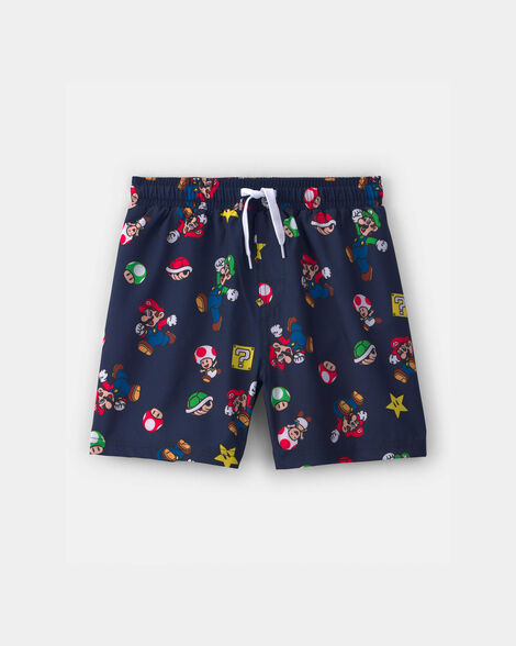 boys nintendo super mario swim trunks - navy blue