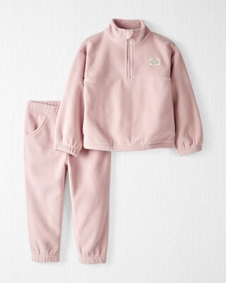 Toddler Girl 2-Piece Organic Cotton Sweater Knit Set in Blush Petals Print