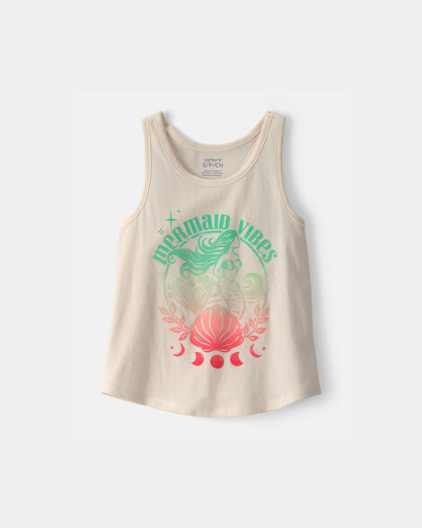 girls 'mermaid vibes' ombre graphic tank - cream