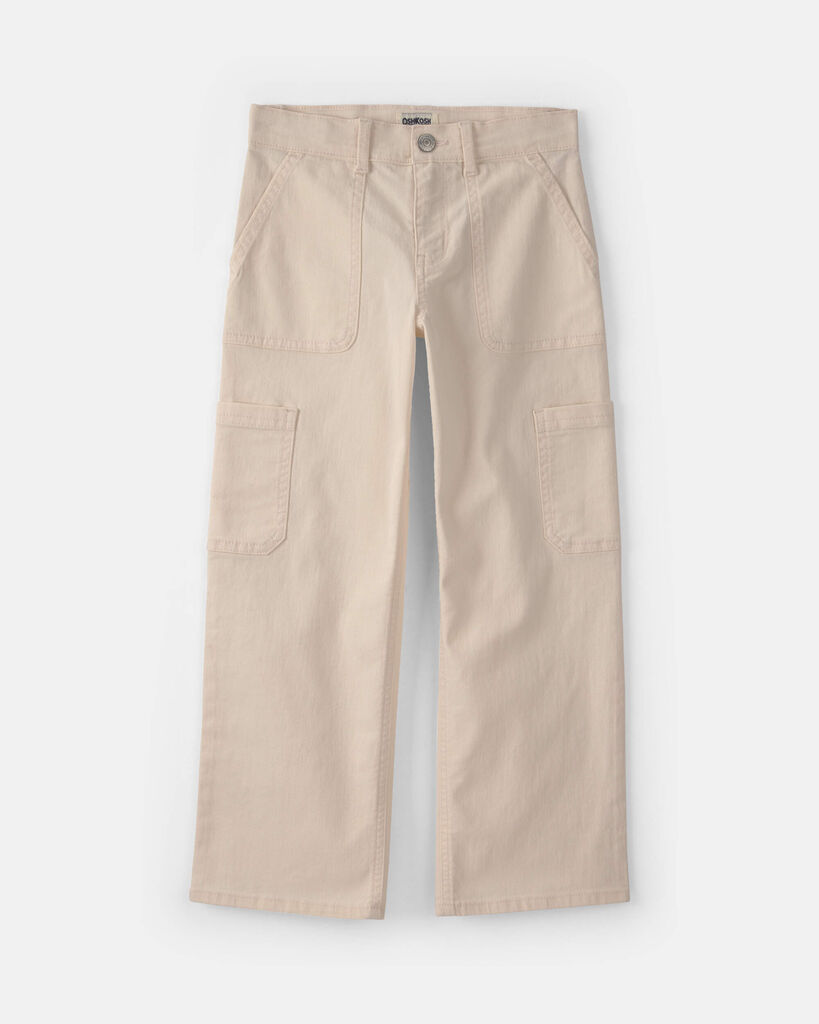 OshKosh B'gosh Girls Straight-Leg Cargo Pants 10 Cream