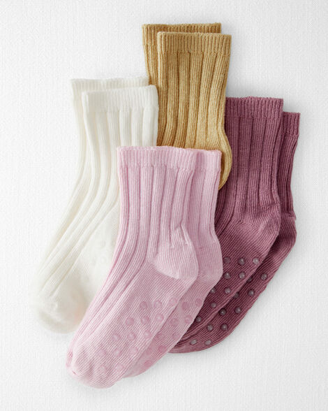 Product image 1 of Toddler Girl Toddler Girl 4-Pack No-Slip Socks Made with Organic Cotton