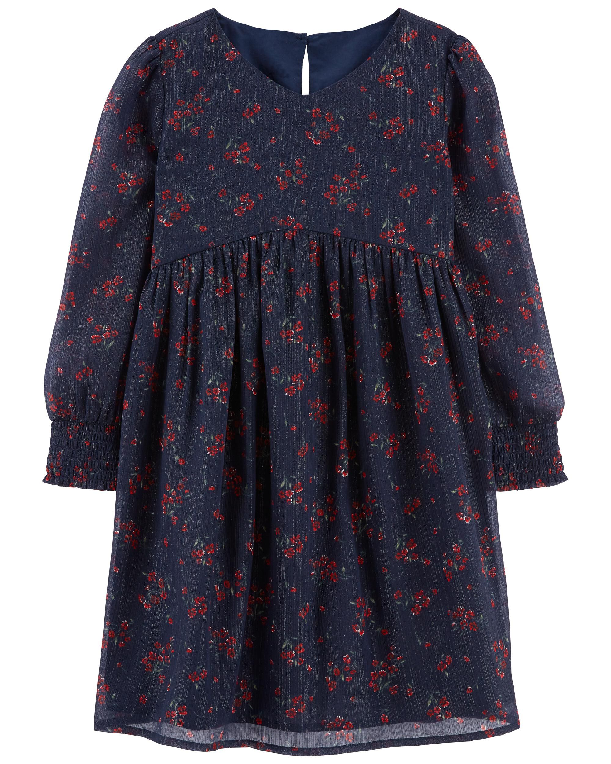 Kid Floral Print Metallic Chiffon Dress - OshKosh | Carter's