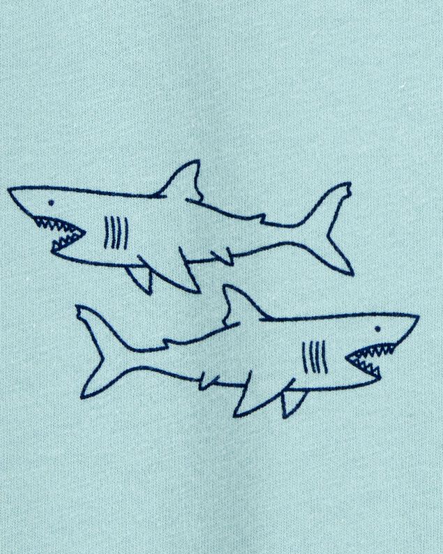 Product image 2 of Baby Boy Shark Print Cotton Romper - Blue