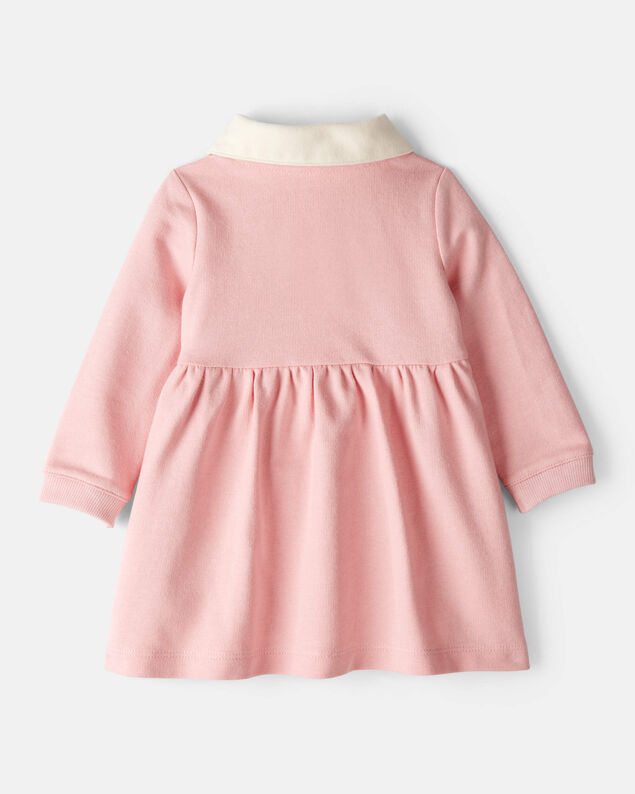 Product image 2 of Baby Girl Polo Collared Cotton Dress - Pink