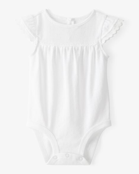 Product image 1 of Baby Pointelle Short-Sleeve Bodysuit - White
