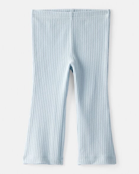 baby girl flare pull-on stretch rib leggings - blue