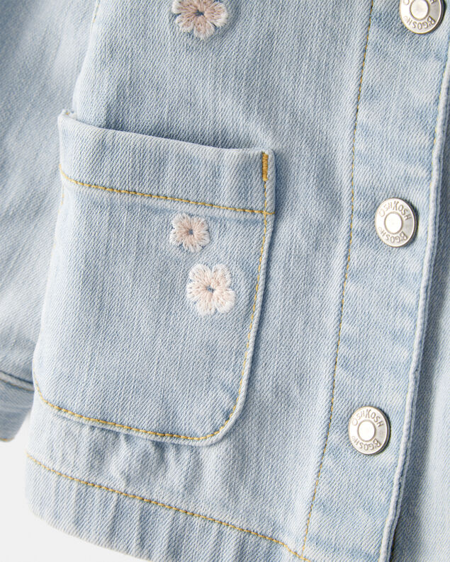 Product image 2 of Baby Girl Flower Embroidered Denim Jacket - Light Wash