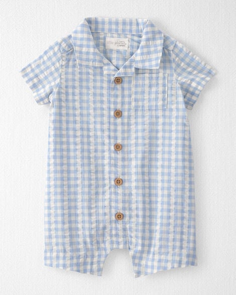 Baby Boy Seersucker Romper Made with Organic Cotton