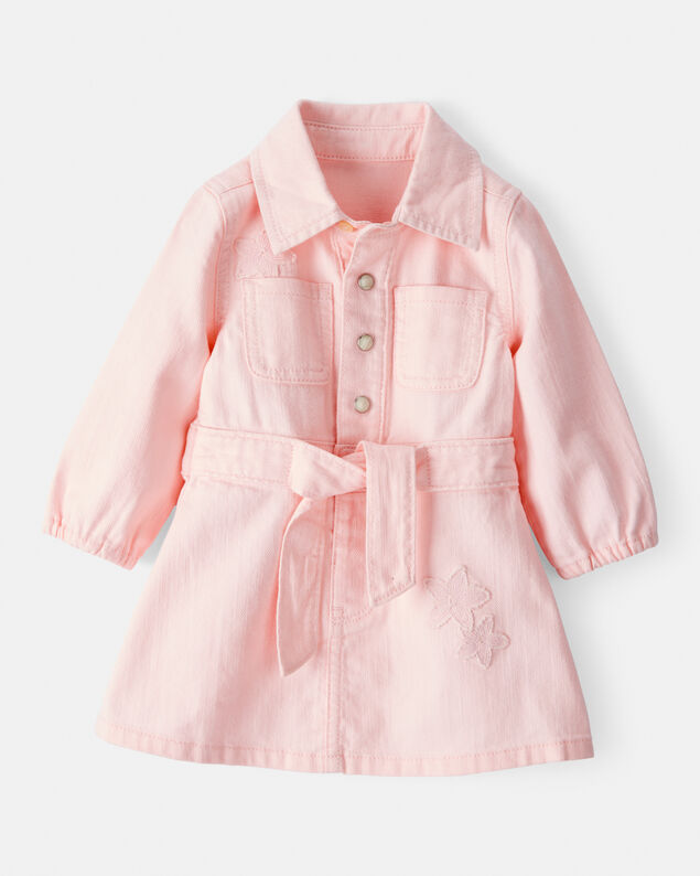 Product image 1 of Baby Girl Embroidered Cotton Long-Sleeve Dress - Pink