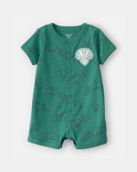 baby boy dinosaur short-sleeve romper - green