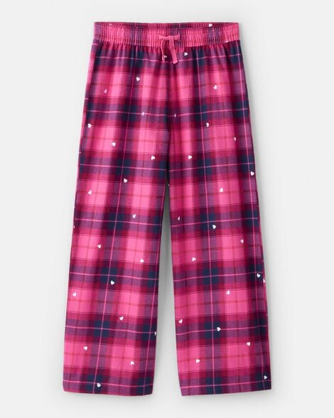 Girls Flannel Plaid Bottoms - Pink