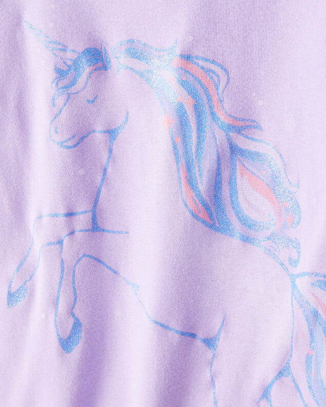 Product image 2 of Girls Unicorn Print 100% Cotton Long-Sleeve 4-Piece Pajamas - Purple