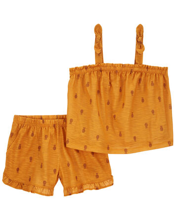 Kid 2-Piece Pineapple Loose Fit Pajama Set