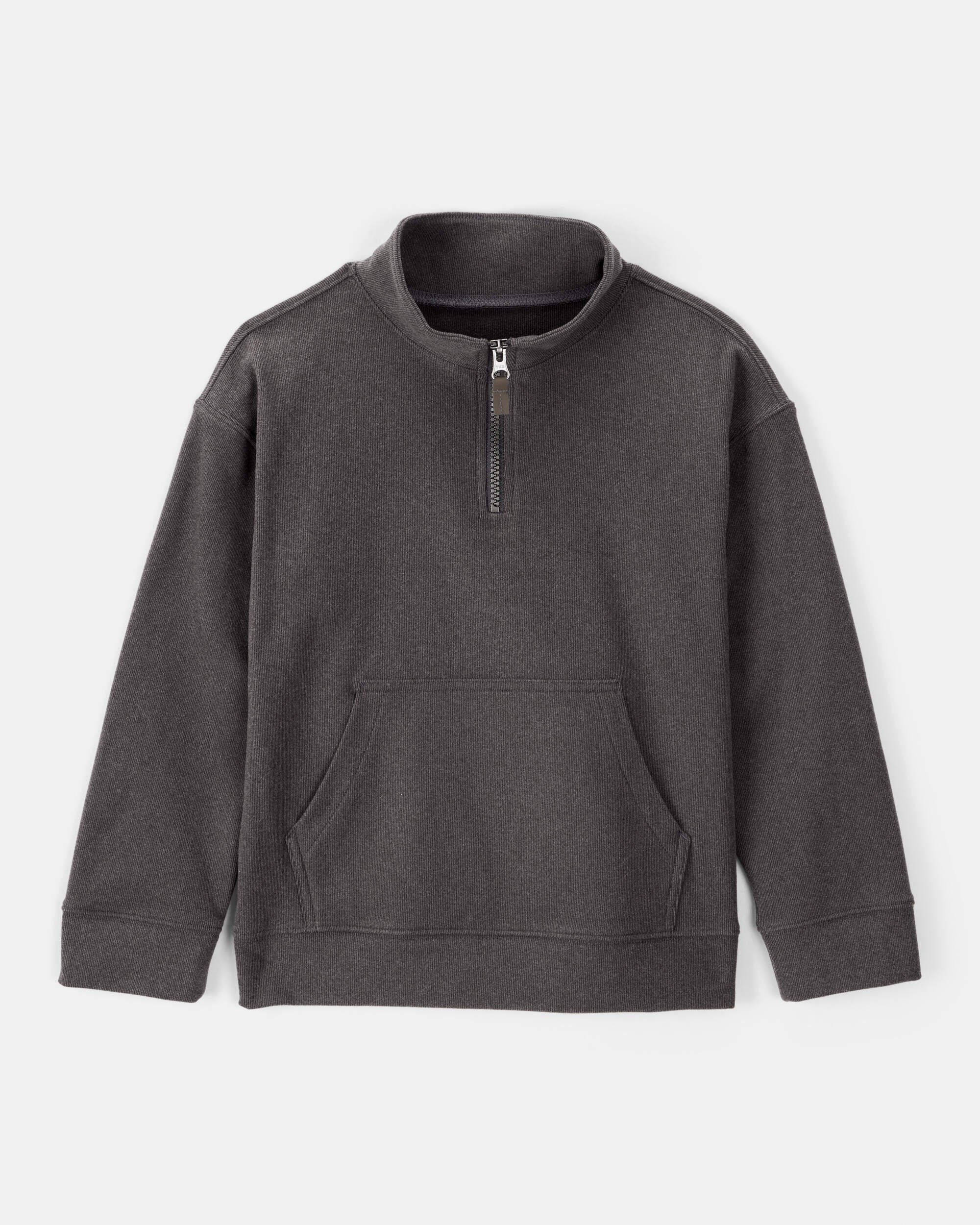Boys Long-Sleeve Quarter-Zip Pullover Sweatshirt - Black