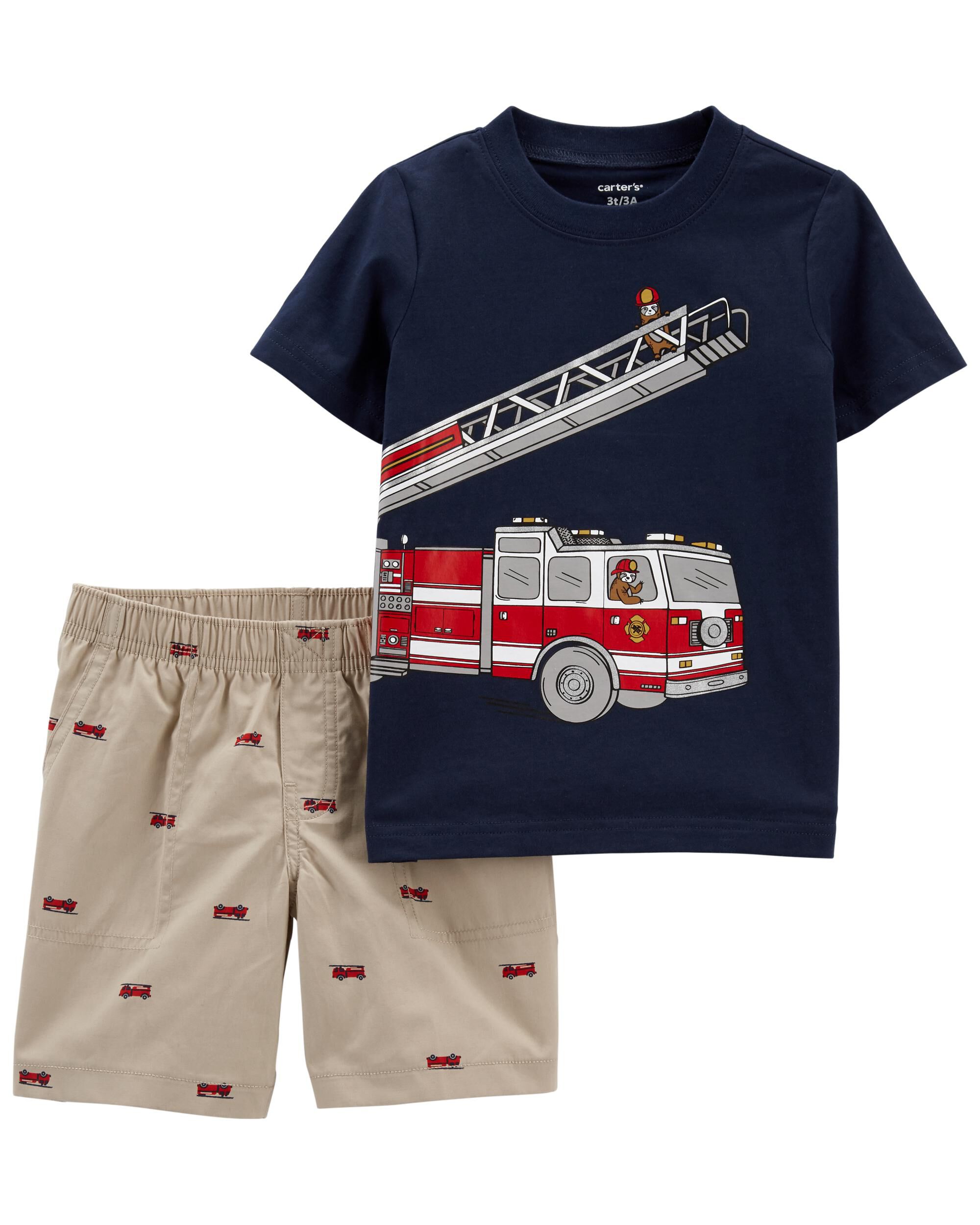 *CLEARANCE* 2-Piece Firetruck Jersey Tee & Short Set
