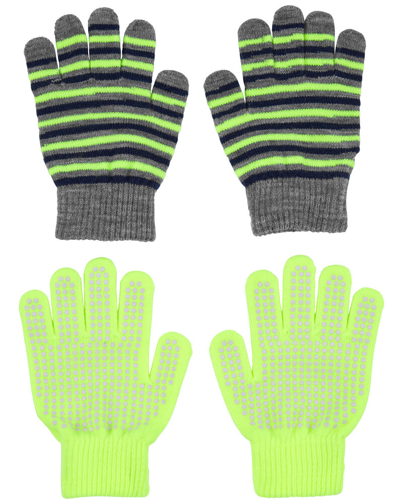 Neon Green Kid 2-Pack Neon Gripper Gloves | carters.com