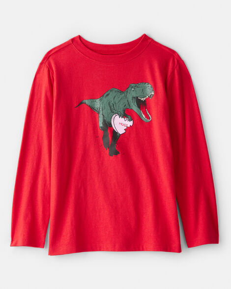 boys dinosaur long-sleeve graphic tee - red