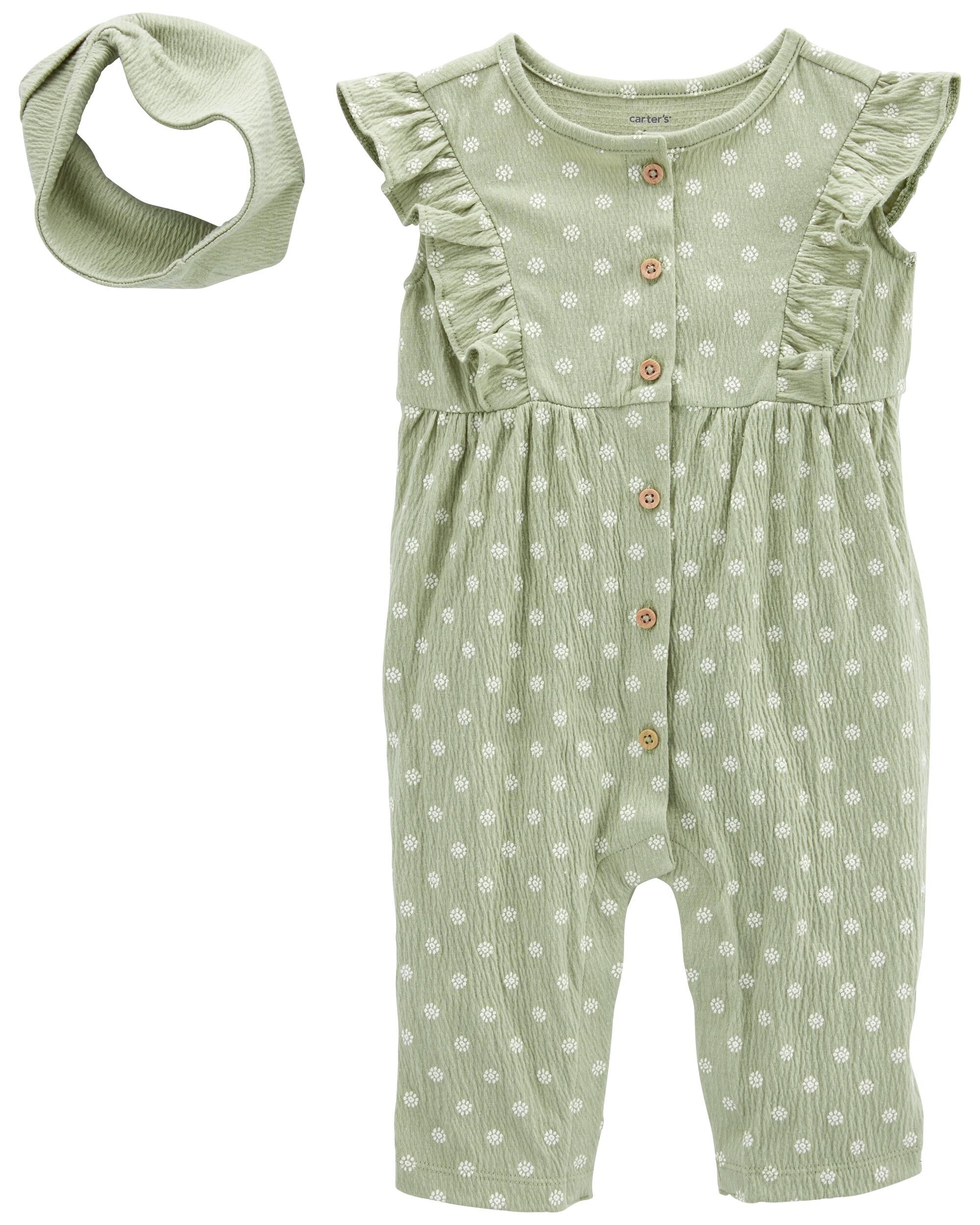 Baby 2 Piece Crinkle Jersey Jumpsuit Headwrap Set Carter s Carter s