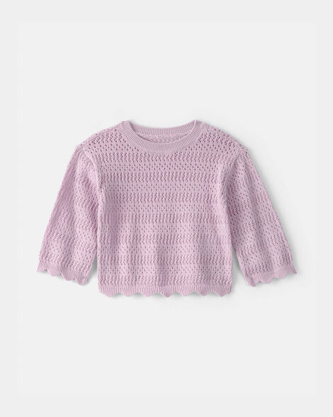 Baby Girl Scalloped Sweater - Purple