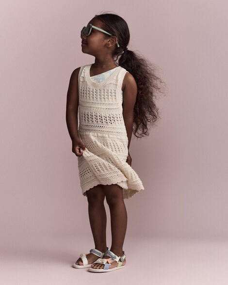 Toddler Girl Crochet Cover Up - Cream