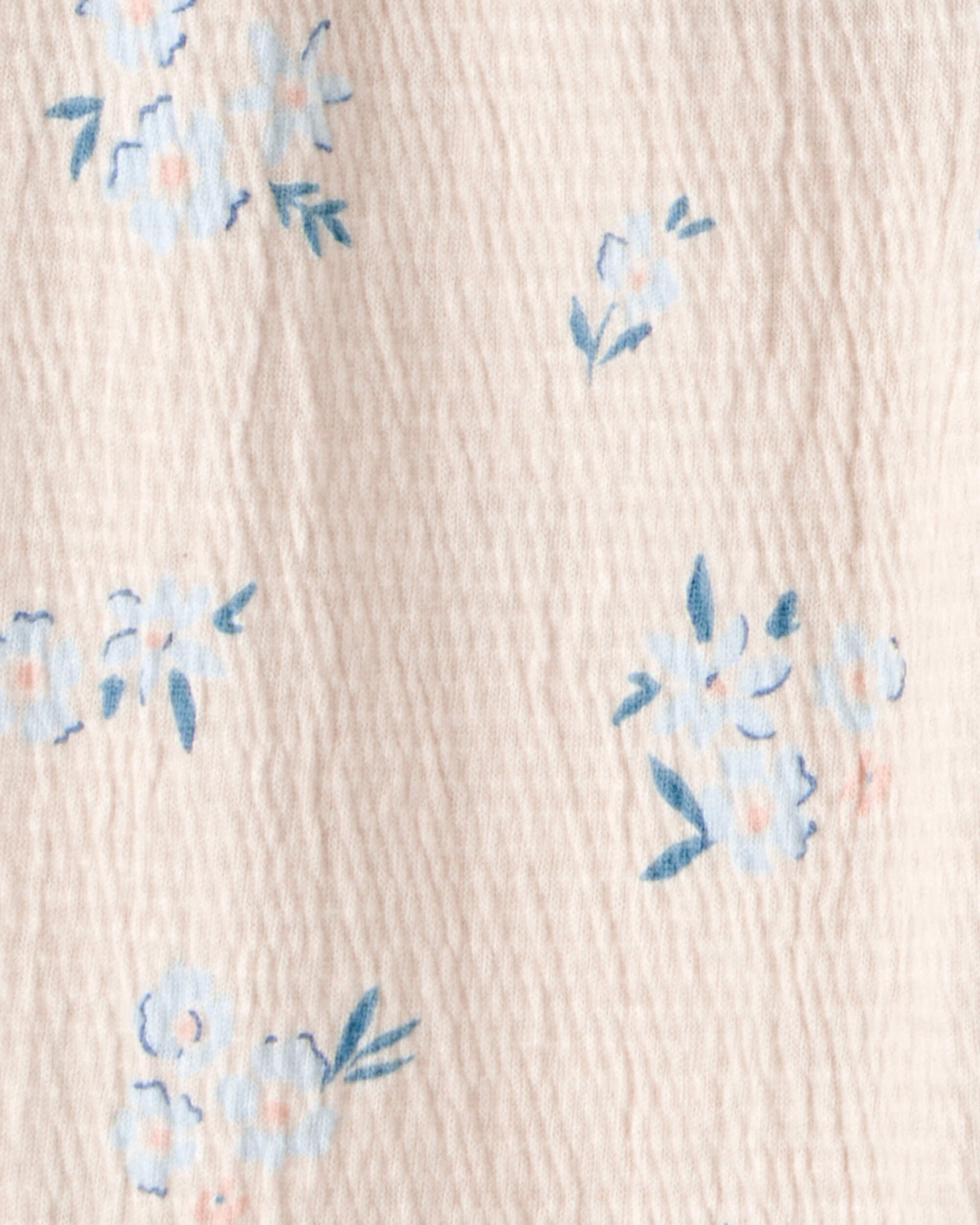 Baby 2-Piece Bodysuit & Floral Pant Set - Blue/Ivory