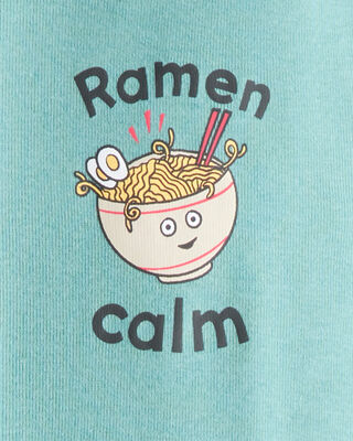 Product image 2 of Boys Ramen Calm Print 100% Cotton Long-Sleeve 4-Piece Pajamas - Blue/White
