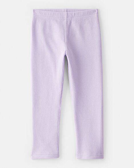 toddler girl pull-on stretch rib leggings - purple