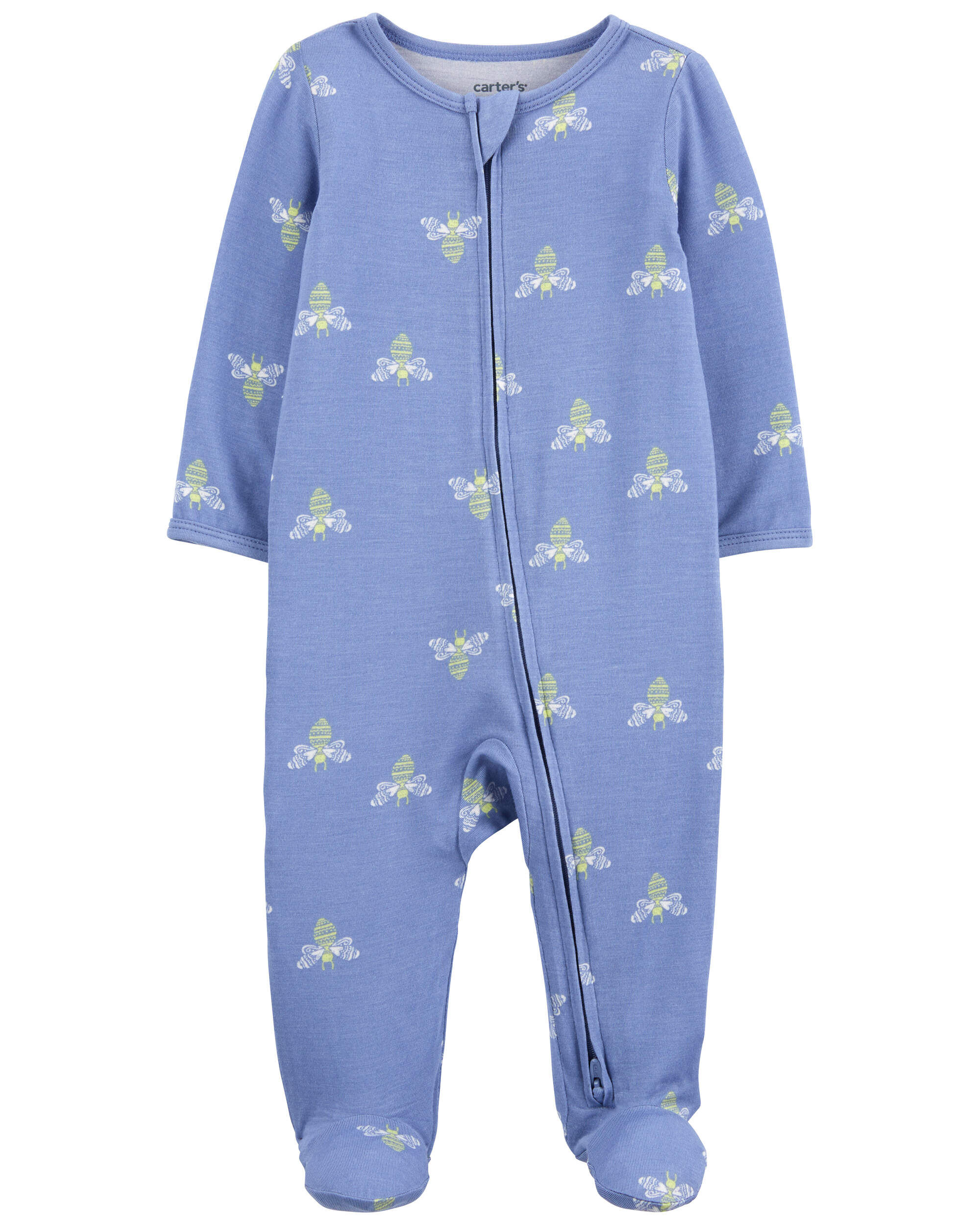 Baby Bee Print Zip-Up PurelySoft Sleep & Play Pajamas